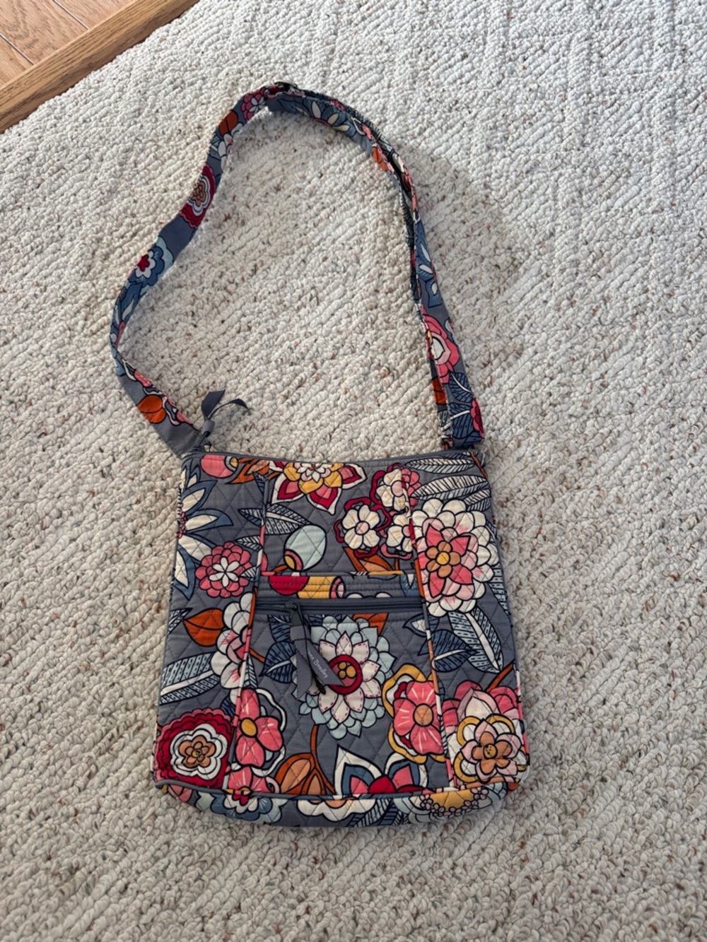 Vera Bradley Tropical Evening Grey Quilted Crossbody Bag
